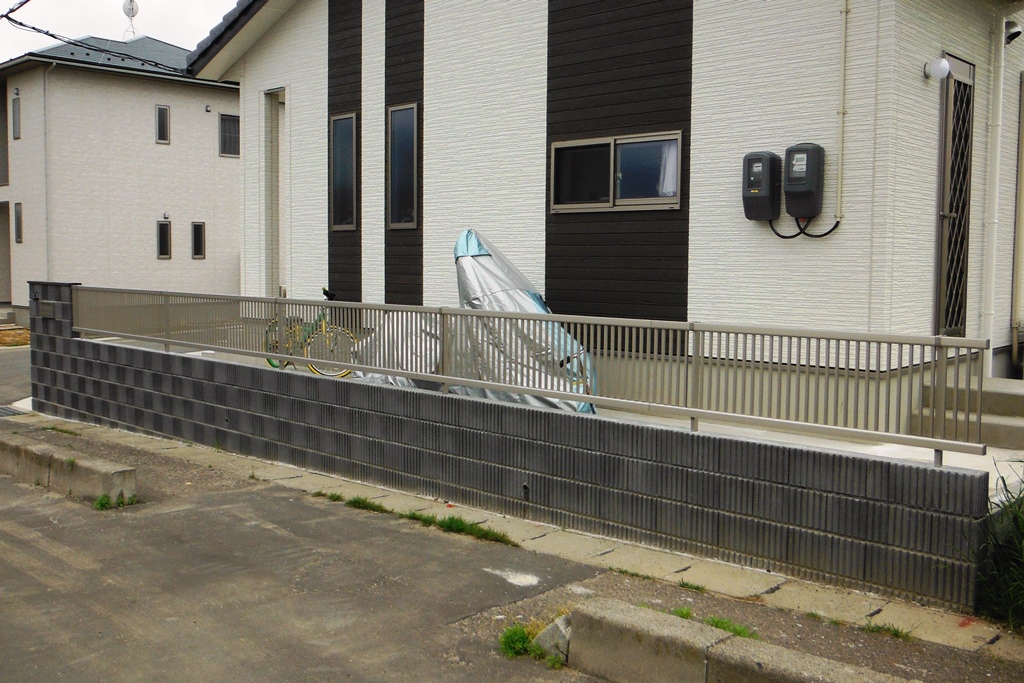 郡山市　新築外構 ブロック塀　フェンス