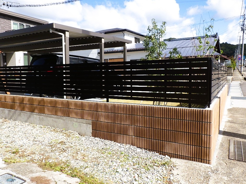会津若松市　新築　外構工事　植栽　目隠しフェンス