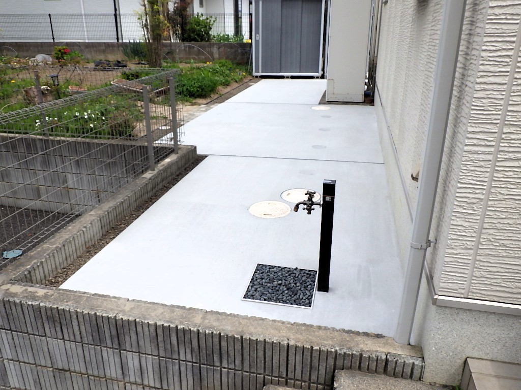 福島県郡山市の庭まわりのコンクリート、フェンス工事
