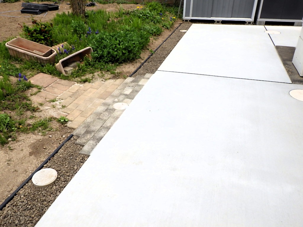 福島県郡山市の庭まわりのコンクリート、フェンス工事