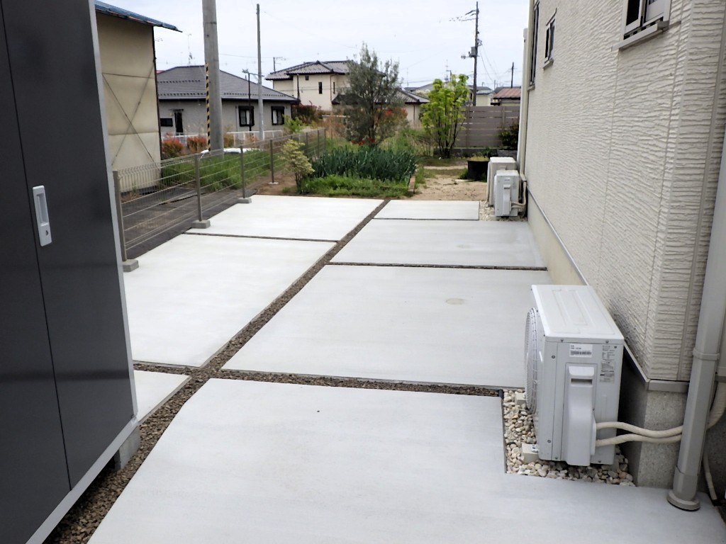 福島県郡山市の庭まわりのコンクリート、フェンス工事